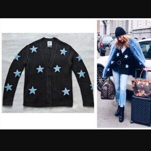 ZOE KARSSEN super star knit sweater goop travel favorite cotton cardigan $330 s